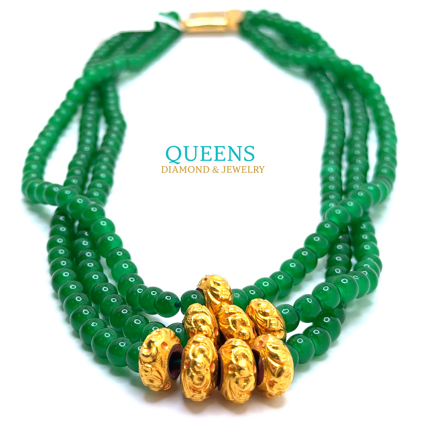 24KT Handmade Gold Jade Necklace