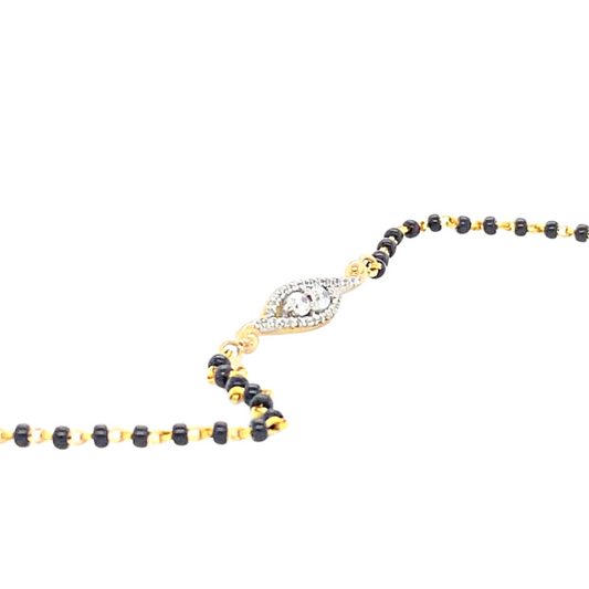 22KT/18KT Gold, Bracelet with Black Beads & CZ Stones