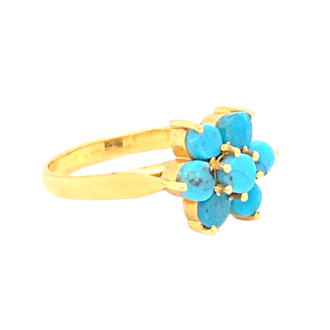 24KT Gold, Flower Turquoise Ring