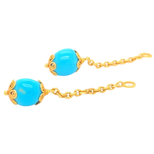 24KT Gold, Turquoise Dangling Earrings