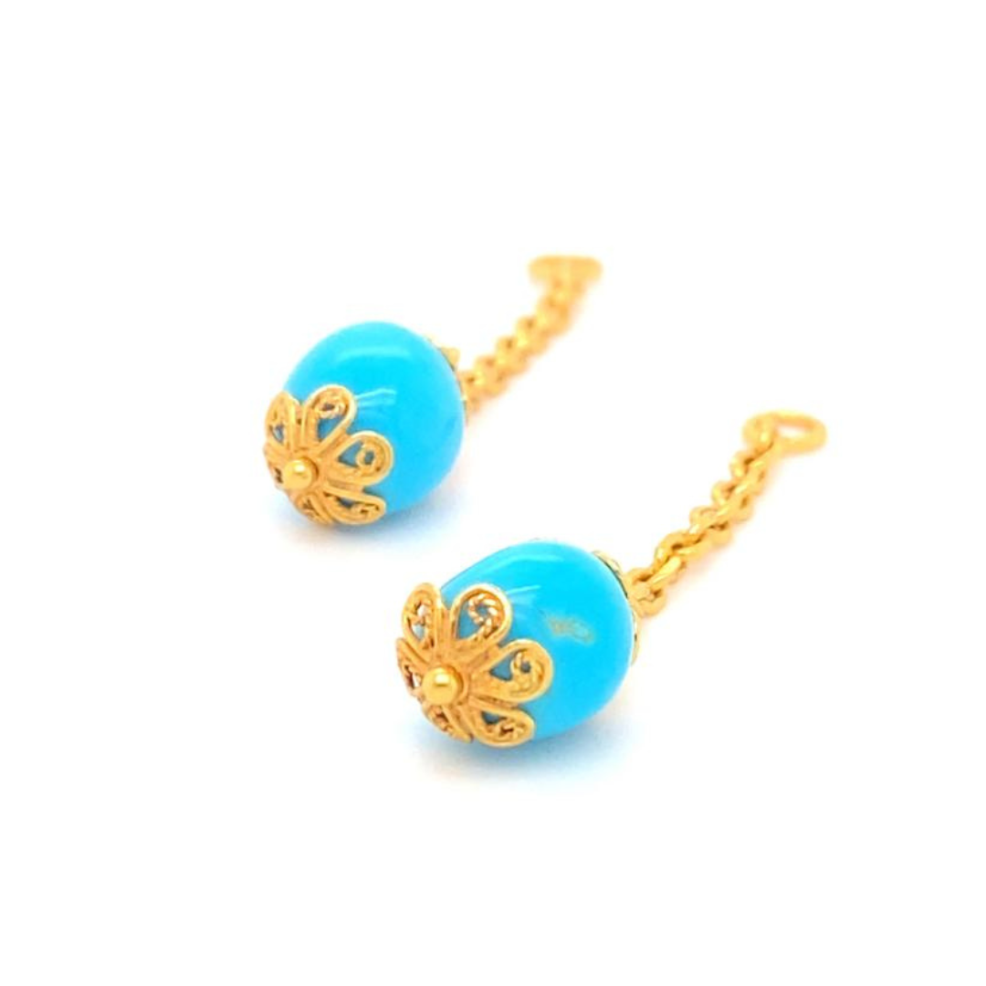 24KT Gold, Turquoise Dangling Earrings