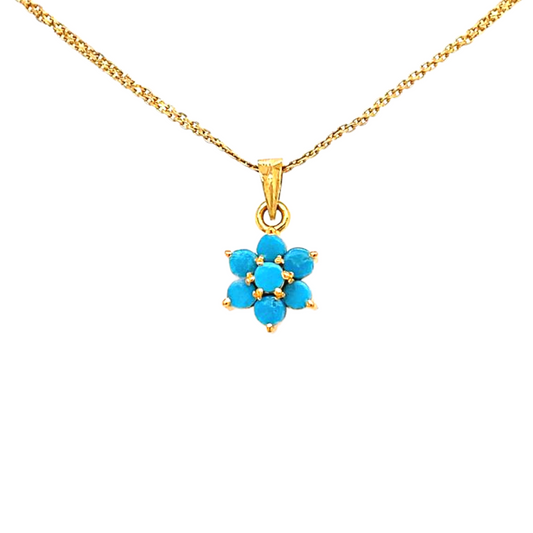 24KT Gold, Flower Turquoise Pendant