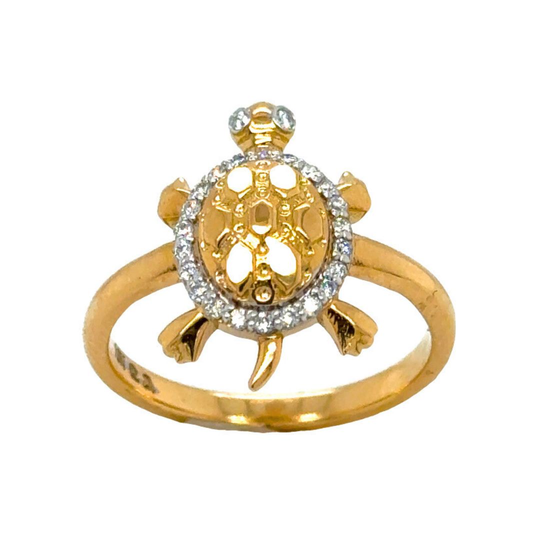18K Gold, Natural Diamond Tortoise Ring