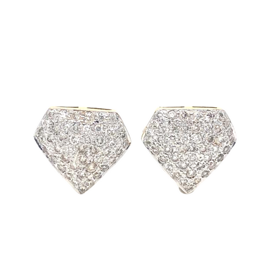 14K Yellow Gold, Diamond Heart Earrings