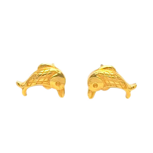 22KT Yellow Gold, Dolphin Earrings