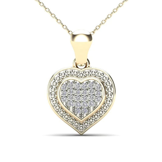 14K Solid Gold 0.06ctw Diamond Heart Pendant