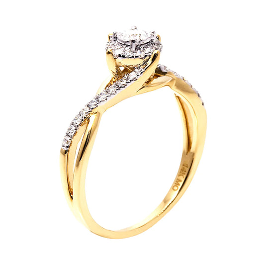 14K Solid Gold 0.33ctw Round Diamond Twisted Women's Ring