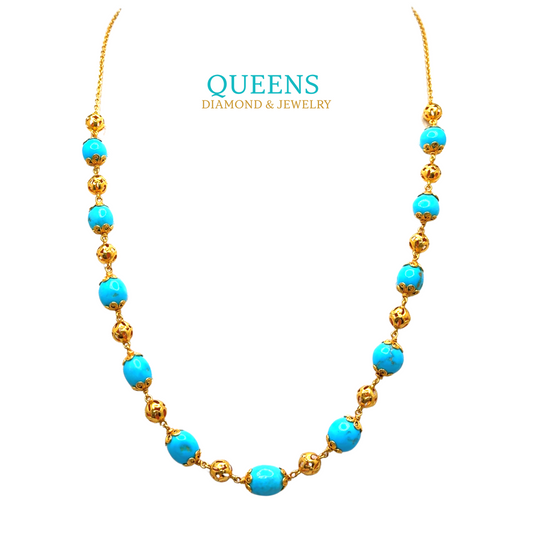 24KT Handmade Gold Turquoise Necklace