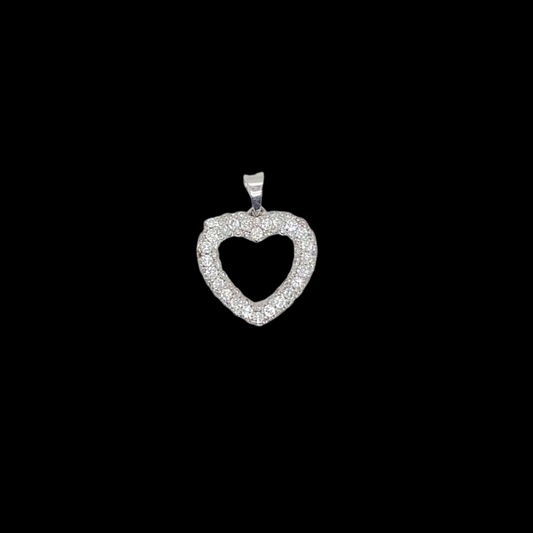 14KT White Gold, Heart Diamond Pendant