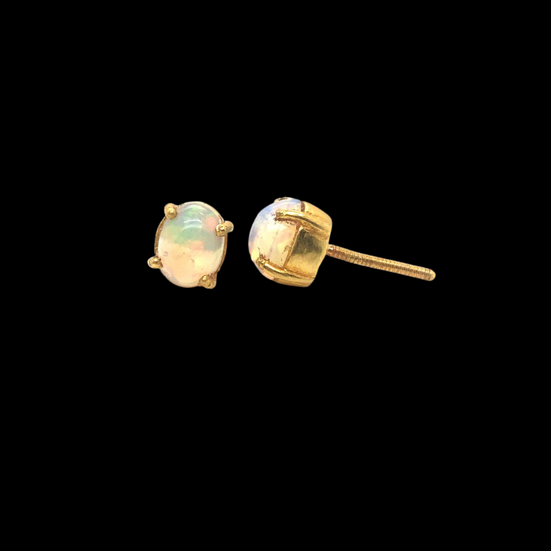24KT Yellow Gold, Opal Stone Earrings