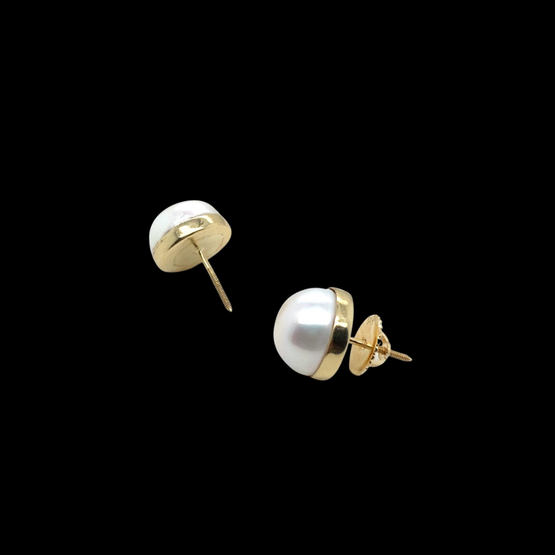 14k Yellow Gold, Pearl Earrings