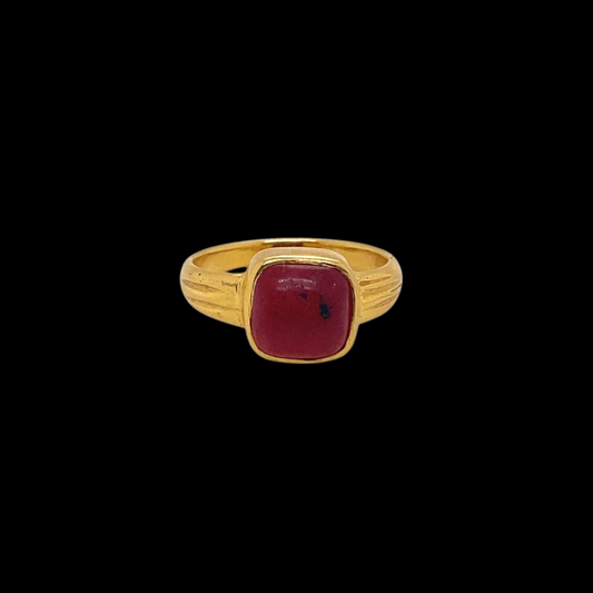22KT Gold, Red Stone, Men's Ring