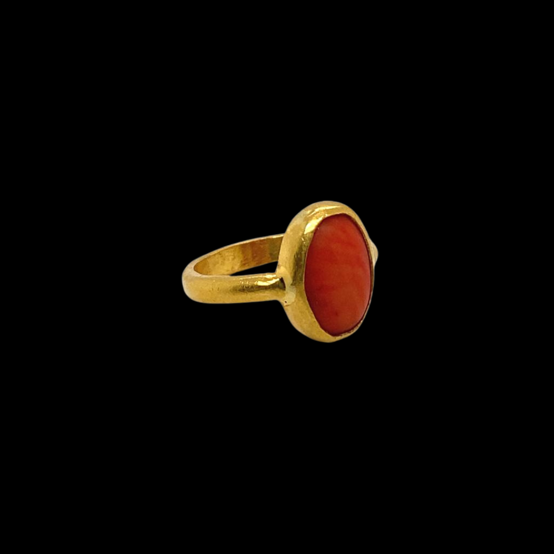 24KT Gold, Coral Stone, Ring
