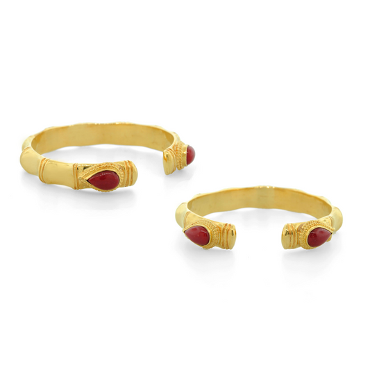 24kt Bamboo Bangle With dye color Coral