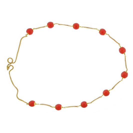 24KT Handmade Coral Gold Necklace