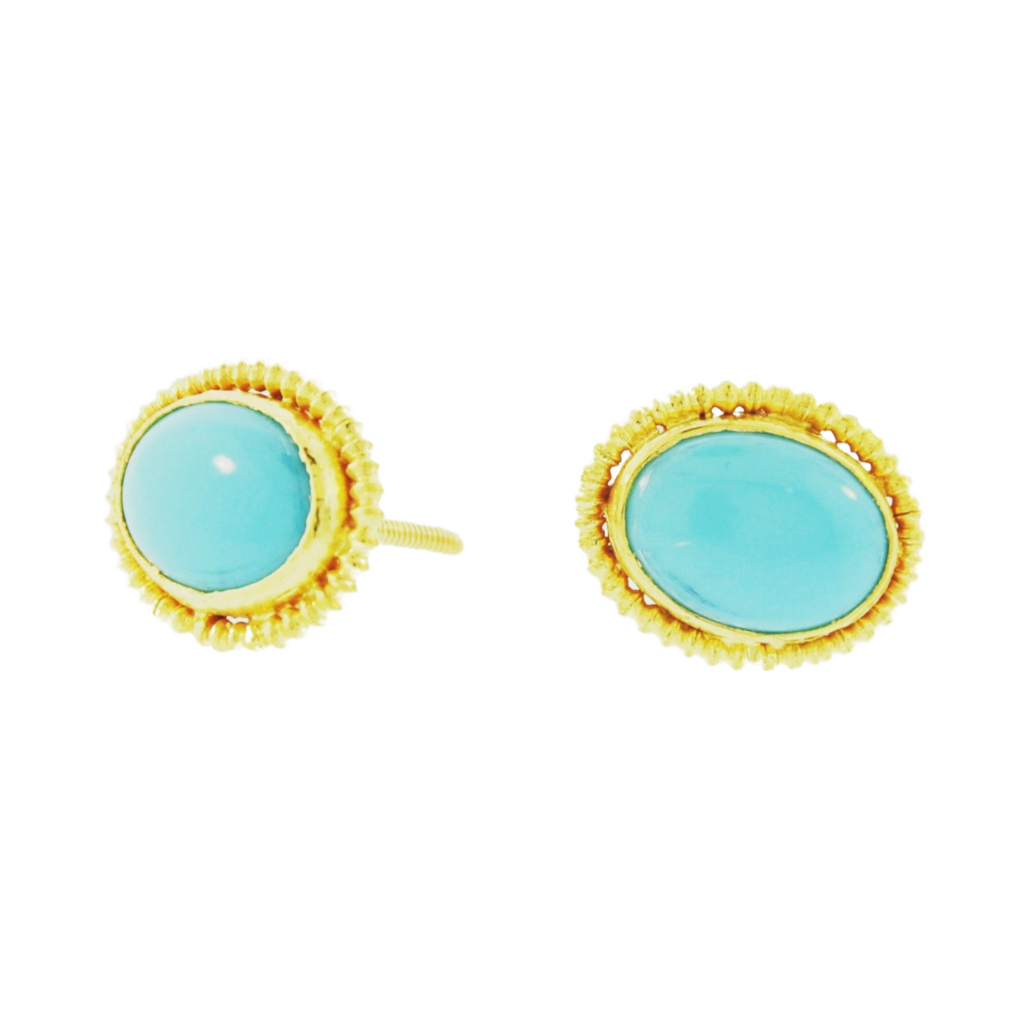 24KT Handmade Oval Shape Turquoise Earring