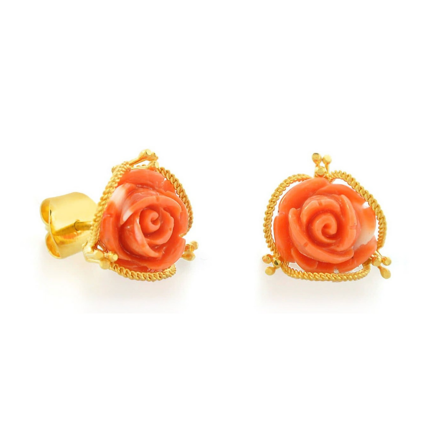 24KT Handmade Resin Flower Coral Earring