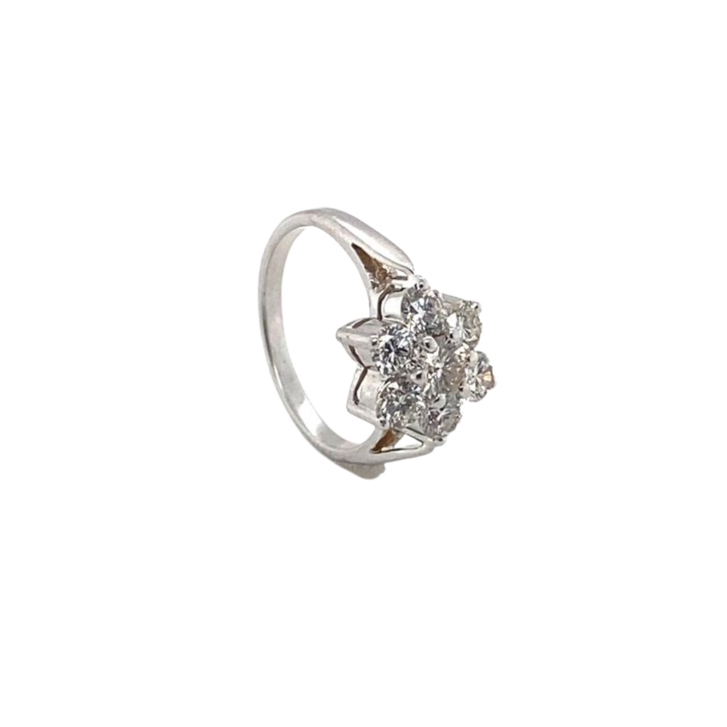 14K White Gold, Flower Diamond Ring
