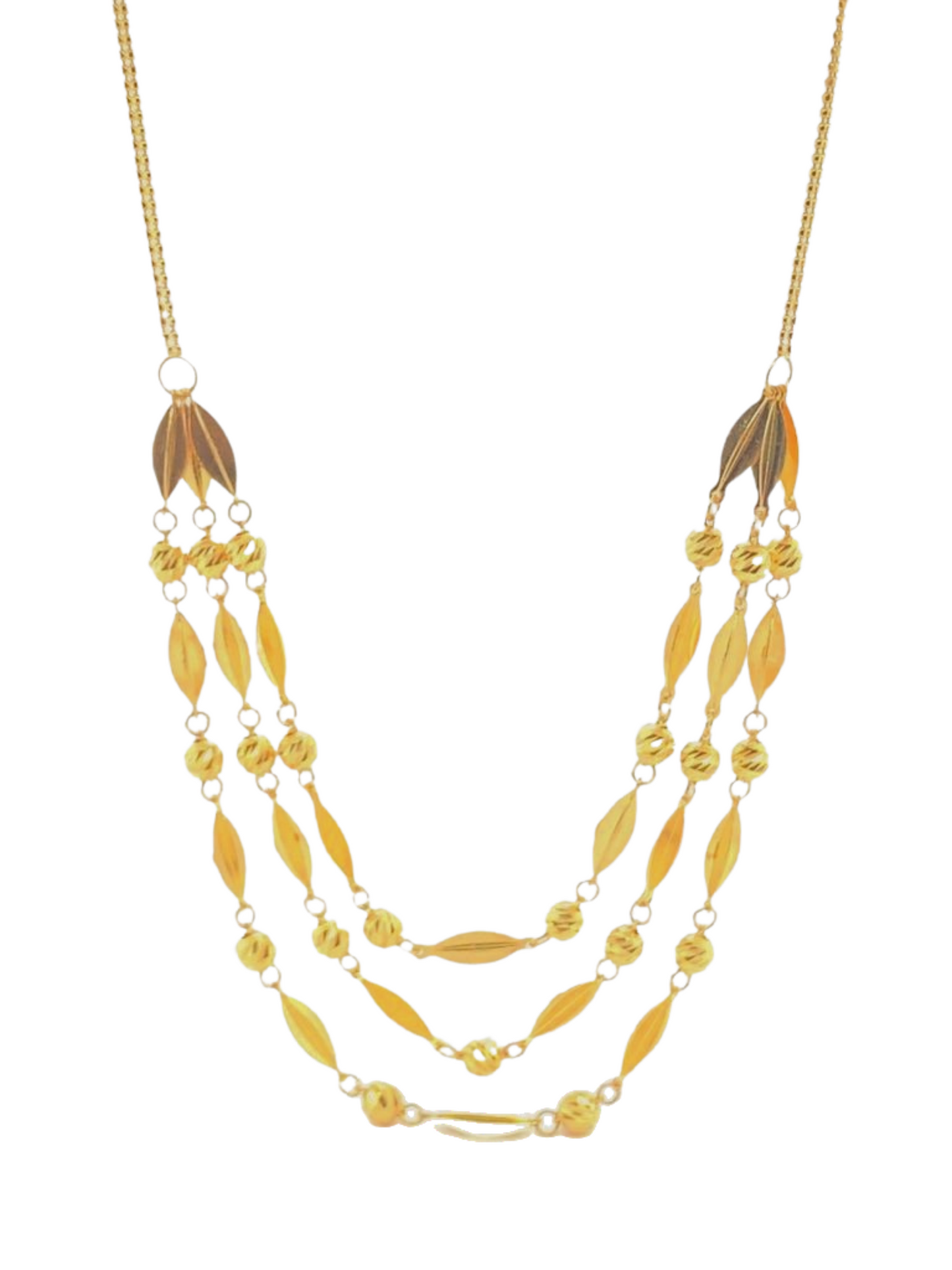 22KT Gold, Three Layer Necklace