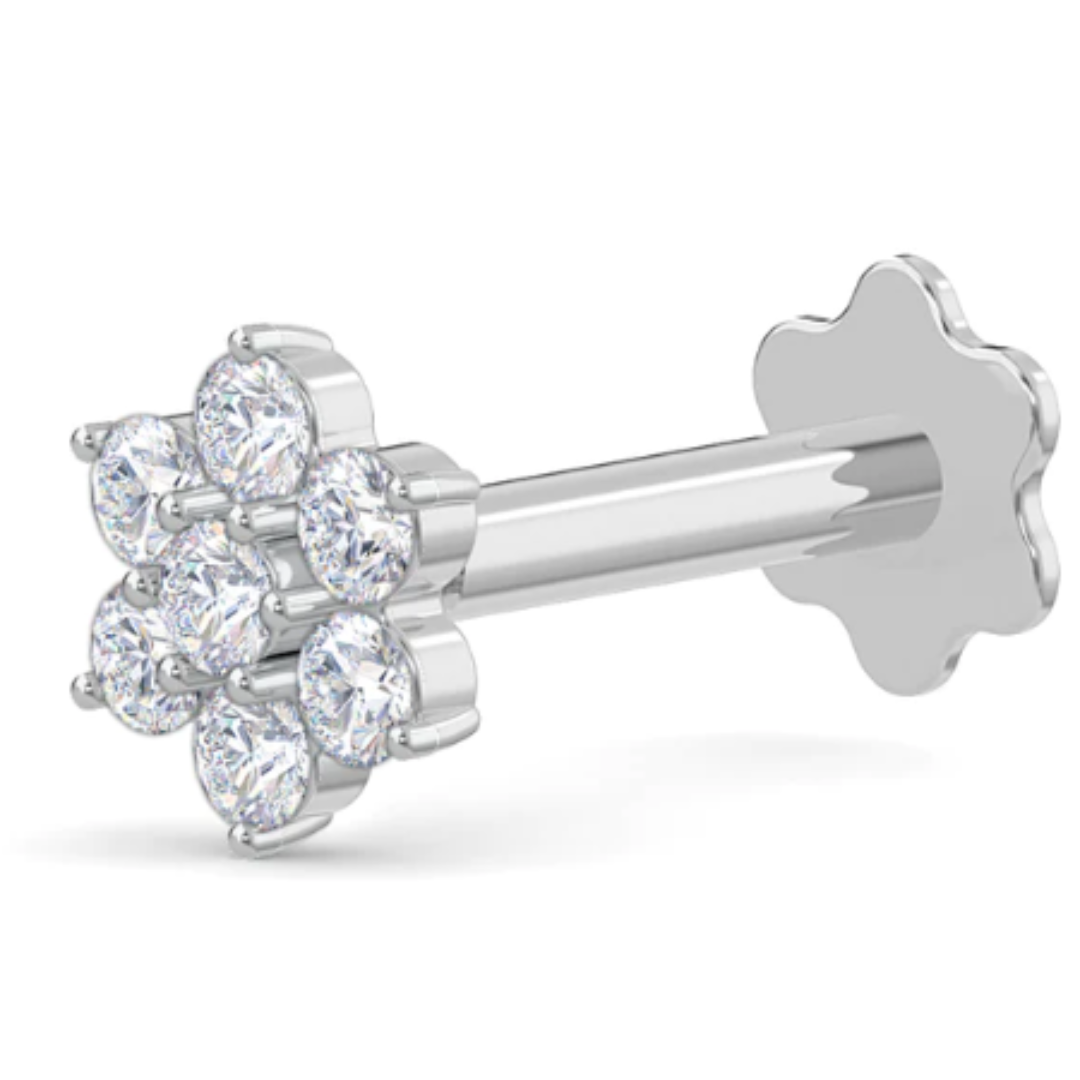 18KT YG 0.82ct Flower Stone Diamond Nose Pin