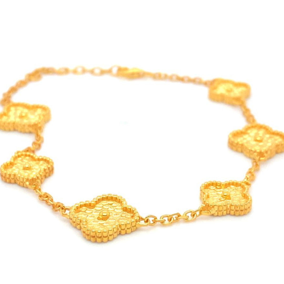 18KT 6 Clover Gold Bracelet