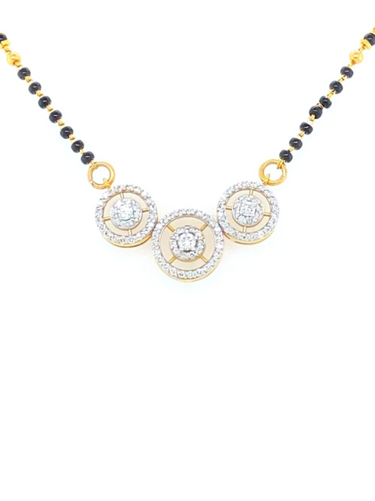 22KT Gold, Necklace with Black Beads & Diamonds