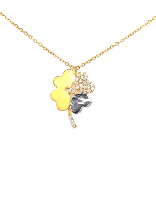 22KT Gold Flower Necklace With Cz Stones