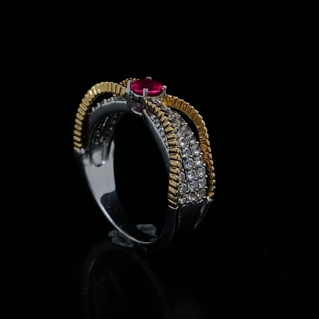 10k White Gold, Ruby & Diamond Ring