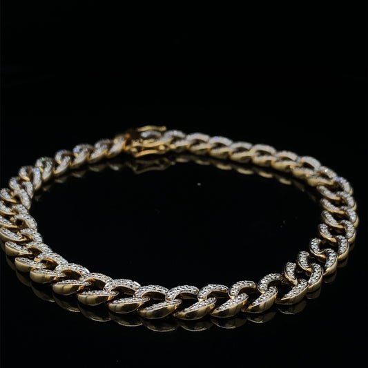 18KT YG Cuban Bracelet with Diamond