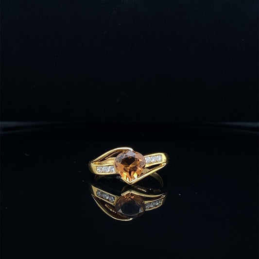 18K Yellow Gold, Citrine Diamond Ring
