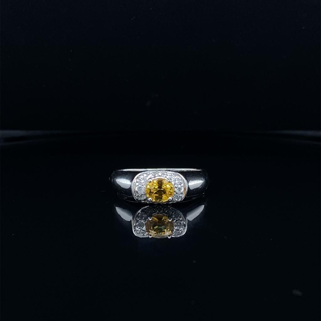 14K White Gold, Sapphire Diamond Ring