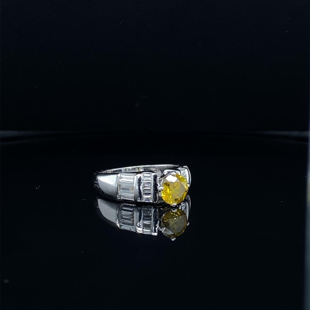14K White Gold, Citrine Diamond Ring
