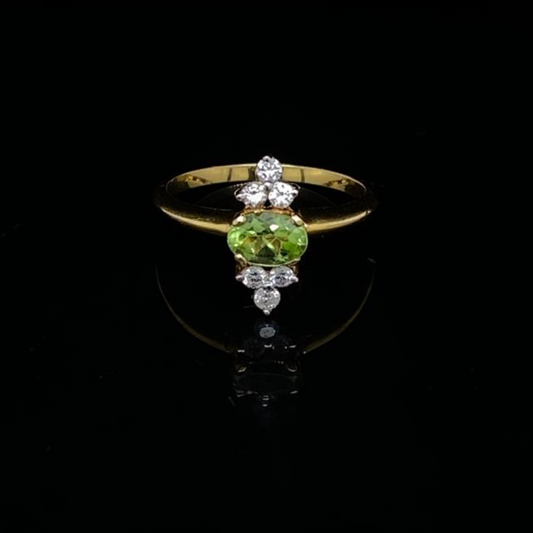 14K White Gold, Peri & Diamond Flower Ring