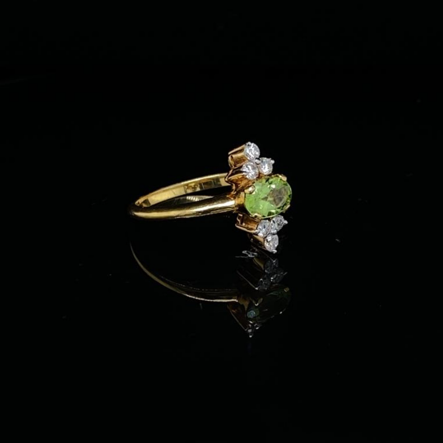 14K White Gold, Peri & Diamond Flower Ring