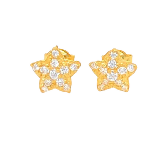22KT Gold Earrings with White CZ