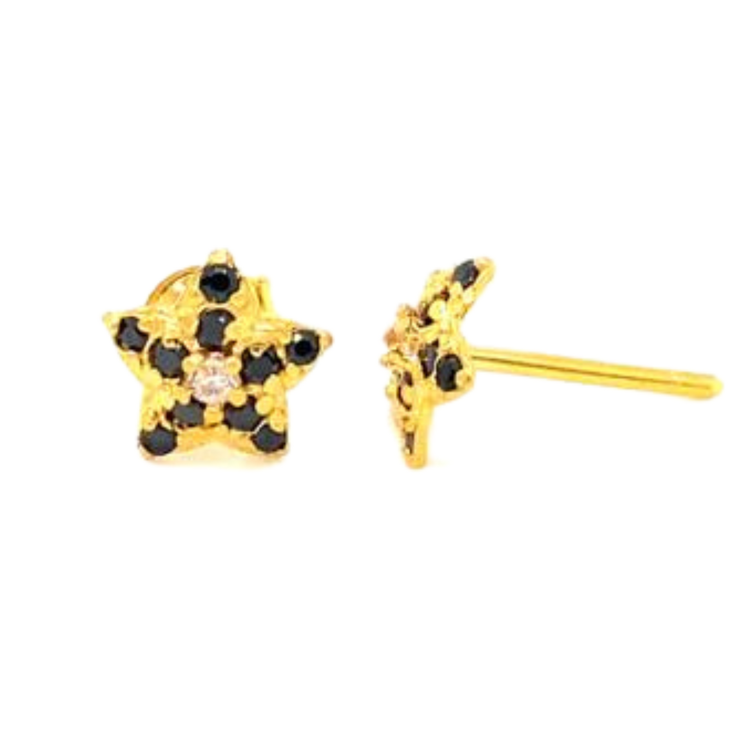 22KT Gold Earrings with White & Black CZ