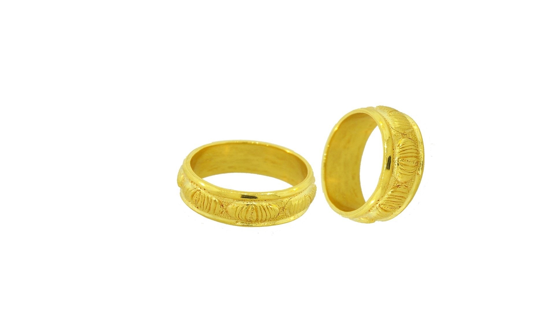 24K Gold Handmade Band Ring - Queens Diamond & Jewelry