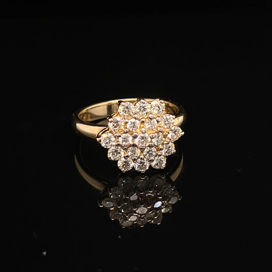 14 kt Yellow Gold Gapped Cluster Diamond Ring