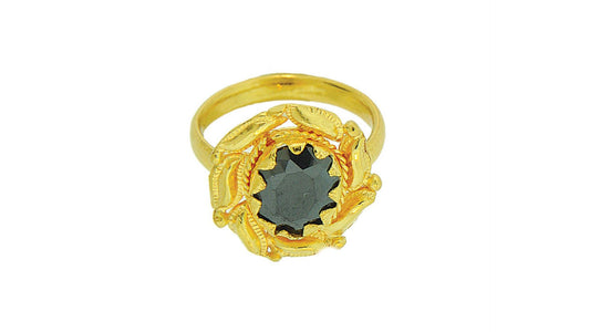 24K Gold Handmade Black Onyx Ring - Queens Diamond & Jewelry