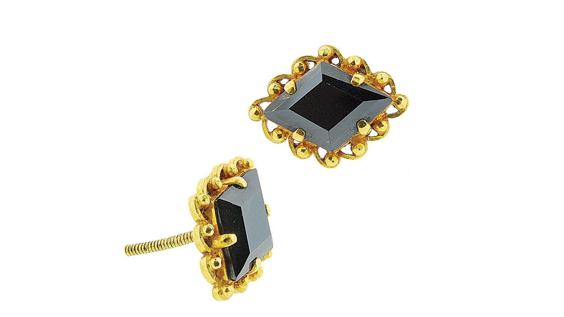 24K/22K Handmade Black Onyx Earring - Queens Diamond & Jewelry