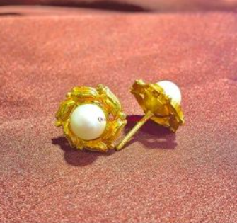 24KT Handmade Pearl Flower Earring