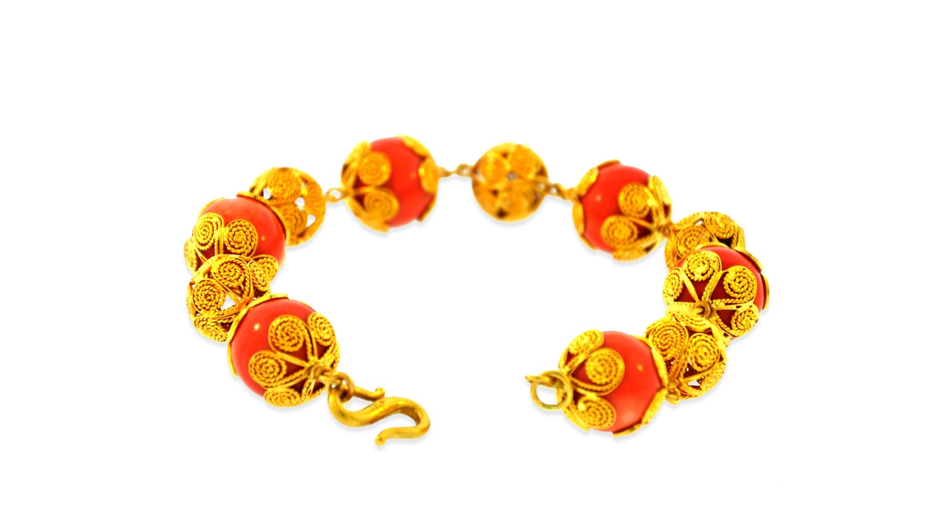 24K Handmade Coral Bracelet - Queens Diamond & Jewelry