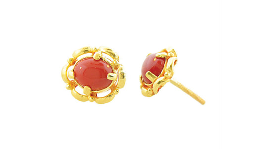 24K/22K Handmade Coral Earring - Queens Diamond & Jewelry