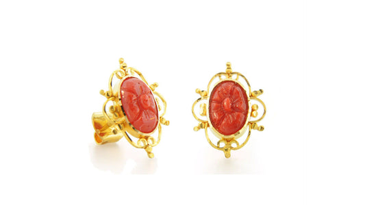 24K/22K Handmade Coral Earring - Queens Diamond & Jewelry