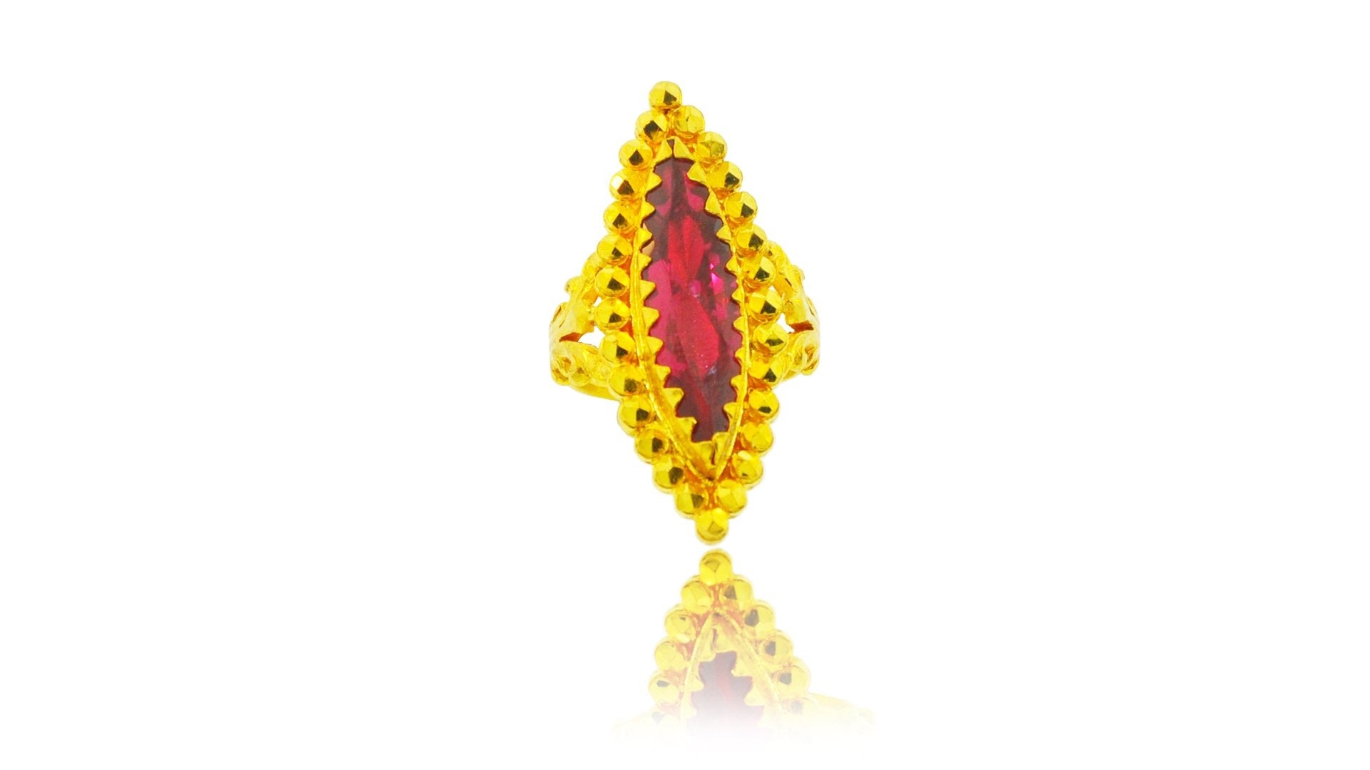 24K Gold Handmade Simple Karebiya (Cucumber Seed) Ring - Queens Diamond & Jewelry
