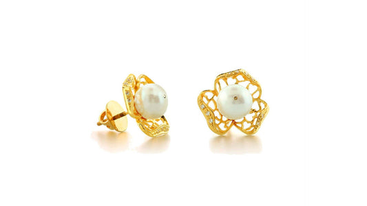 24K/22K Handmade Pearl Earring - Queens Diamond & Jewelry