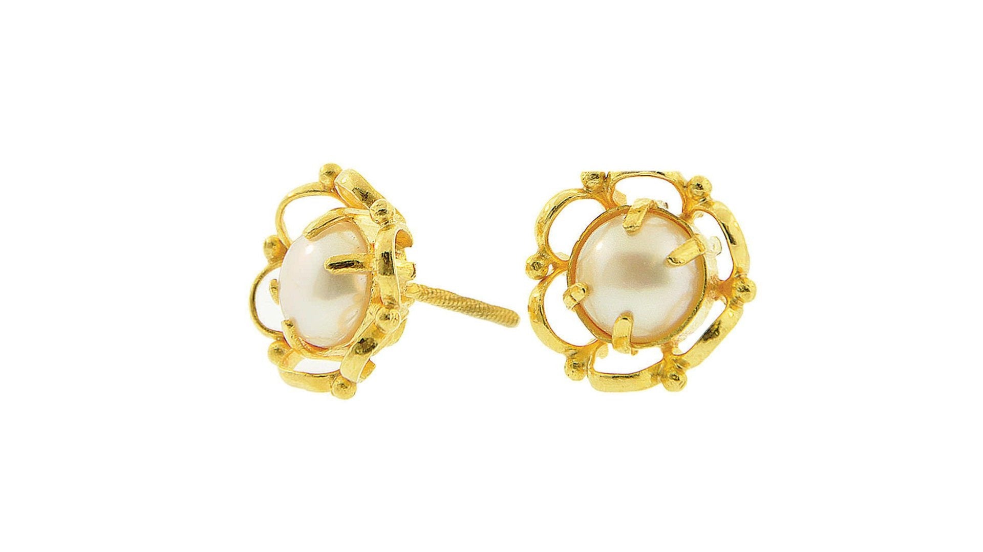 24K/22K Handmade Pearl Earring - Queens Diamond & Jewelry