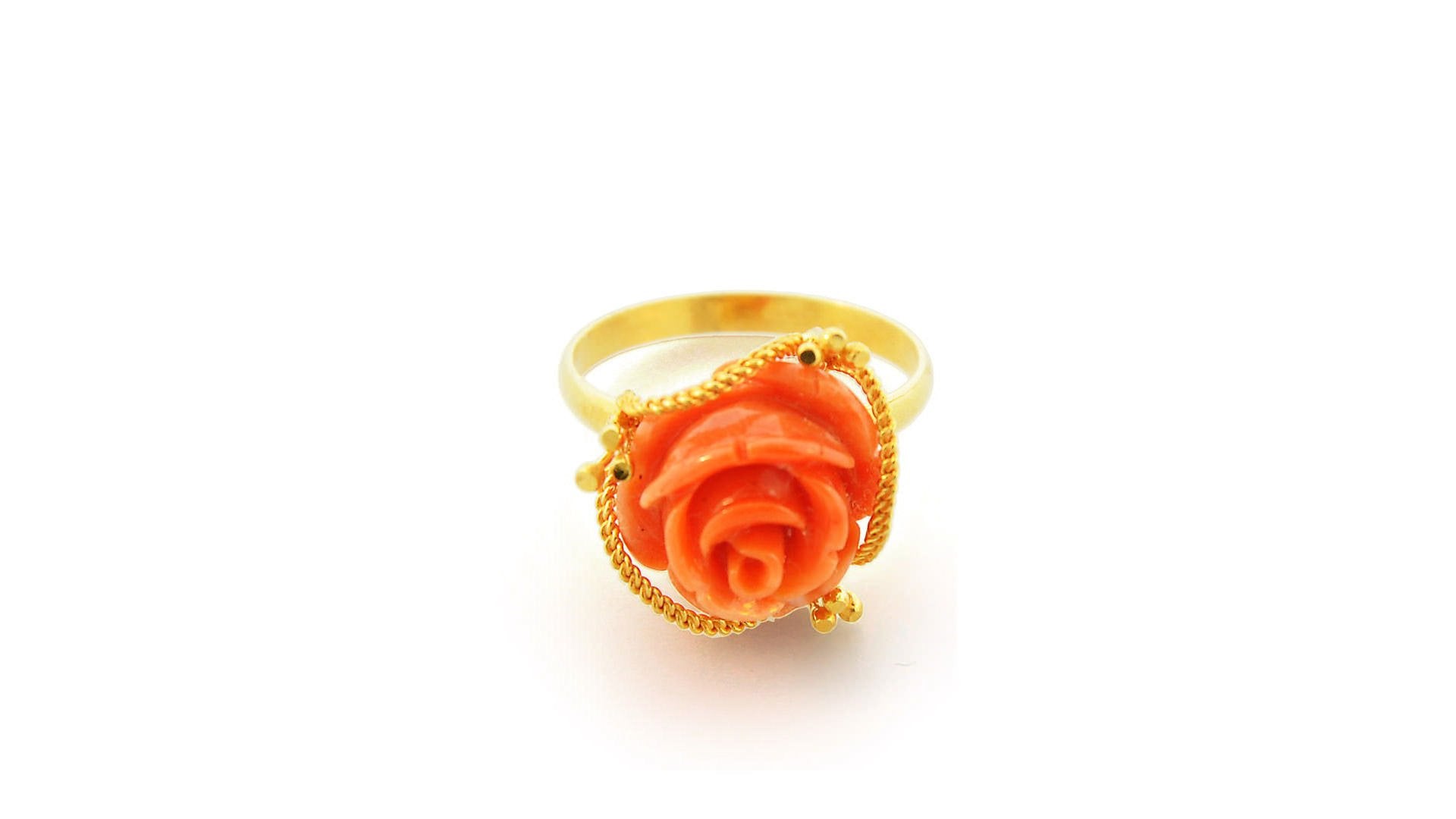 24K Coral Rings - Queens Diamond & Jewelry