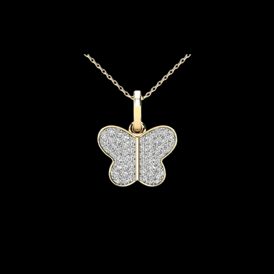 14K Yellow Gold 0.20ctw Diamond butterfly Pendant