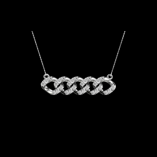 14K White Gold 0.23ctw Diamond Link Chain Pendant Necklace